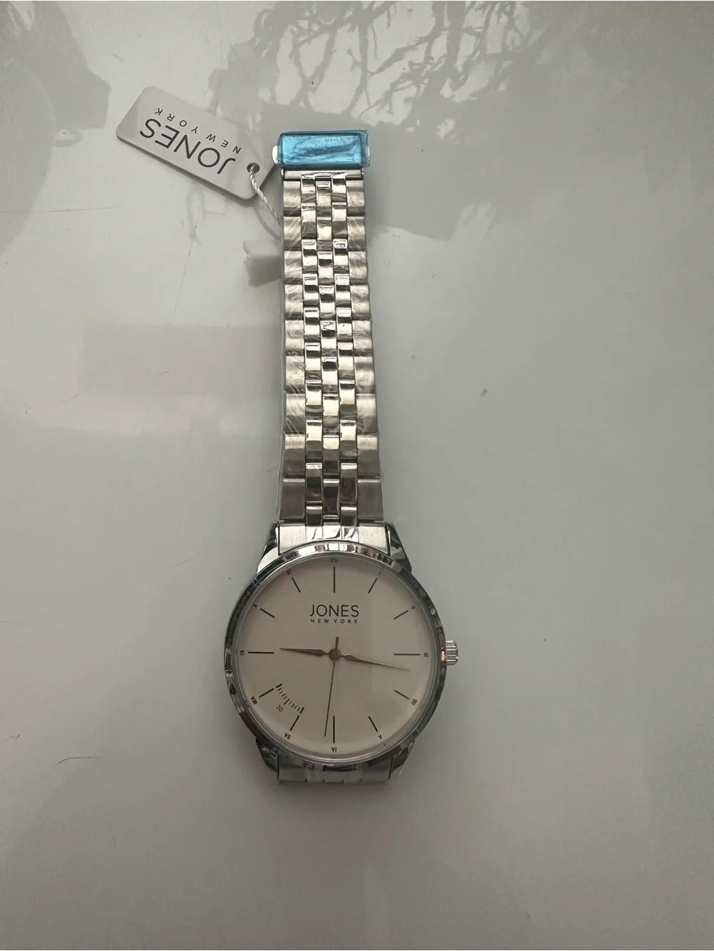 Jones New York Silver and White Stainless Steel Bracelet Watch